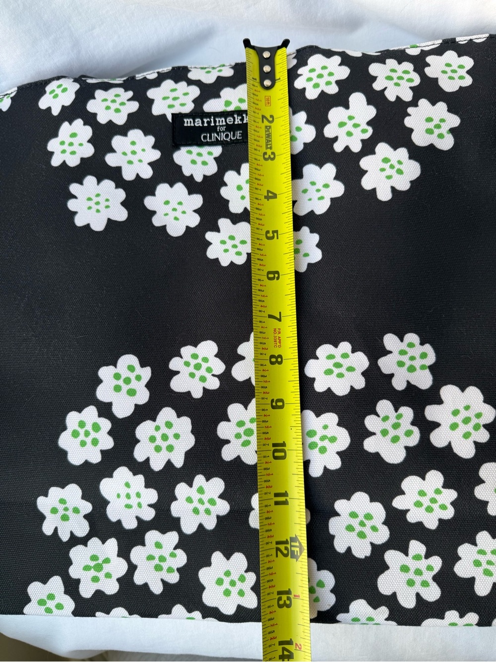 Marimekko Black Tote with White and Green Floral Print - Picture 6 of 7
